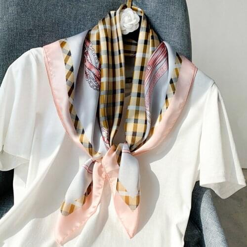 KOI LEAPING woman fashion Plaid twill pattern pattern printing 70x70cm small square scarf Silk scarf scarves headscarf hot gift