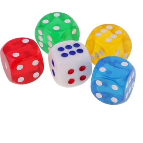 Lot 5pcs Dice 6 Faces Dice D6 Translucent 24mm for Party Games Party Bar