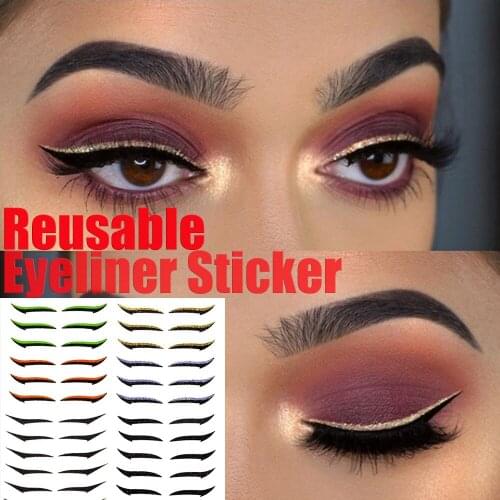 Colorful Reusable Eyeliner Stickers Glitter Self-adhesive Eyelid Line Stick Cat Makeup Double Eyelid Sticker Eye Makeup Tool