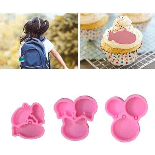 M2EA Mirror Cat Head Keychain Silicone Mould Small Fish Tag Mould Diy Chocolate Cake Decoration Crystal Epoxy Mould