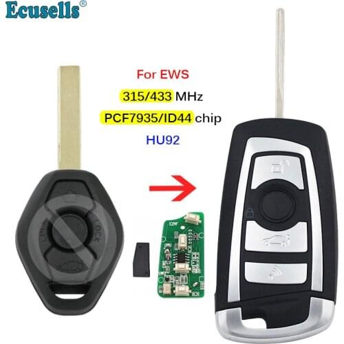 Modified flip 315MHZ 433MHZ ID44/PCF7935 chip 3 Button remote key for BMW EWS 325 330 318 525 530 540 E38 E39 E46 M5 X3 X5 HU92