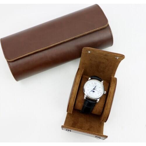 Customized Letters PU Leather Watch Roll Men Watch Holder With Slid in out Organizer Men 3 Slots Watch Display Storage Box