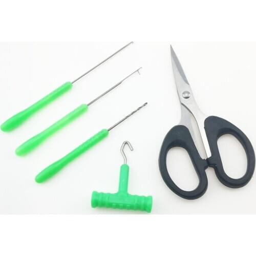 1Set Baiting Needle Set Carp Fishing Bait Tool Kit 5 Piece Hook Load Rig Knot Puller Fish Tackle Scissors