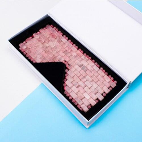 Natural Rose Quartz Face Jade Mask Eyes Massager Pink Jade Sleep Eye Mask Cold Therapy Facial SPA Anti Aging Puffiness Blindfold