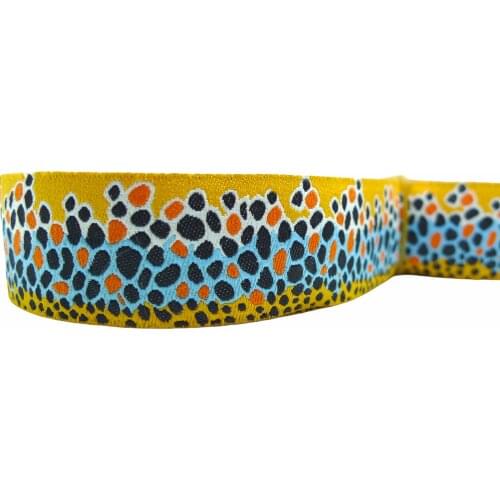 10 Meters 7/8'' 22mm Rainbow Trout Yellow Dog Collar Woven Jacquard Ribbon Wholesale