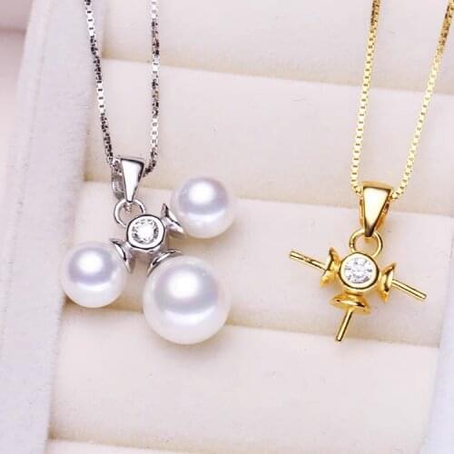 925 Sterling Silver Pendant Base Mount Finding Settings Jewelry Parts Fitting Accessories for Pearls Corals Jade Beads Crystal