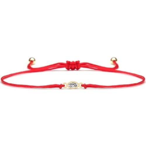 Oval Cubic Zirconia Stone Red String Handmade Minimalism Friendship Bracelet Women Girl 2020 New Fashion Simple CZ Jewelry Gift