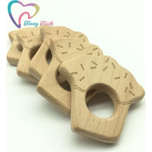 Teeny Teeth 5 pcs Beech Wood New Cake Pendants Teether Baby Crib Toy Teething Accessories DIY Wood Teething Pendants,New Cake