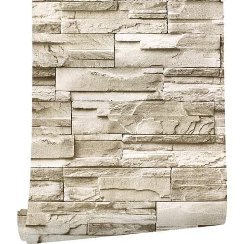 Earthy Brick Pattern Rock Sticker Waterproof PVC Self-Adhesive Wallpaper Bar Restaurant Background Wall Paper Home Decoration