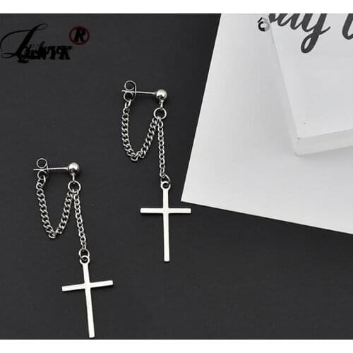 Fashion Korean Women Drop&Dangle Earrings Stainless Steel Cross Earrings Pendientes Aretes De Mujer Jewelry