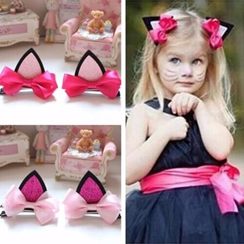 2Pcs/ Pair Children Baby Girls Hair Accessories Clip Kids Hairpins Barrettes Bow Headwear Flower Cat Ears Hairpin Kids Gift New