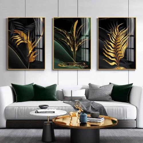 Modern Abstract Canvas Poster Golden Leaves Wall Art Painting Nordic Posters and Prints Wall Pictures for Living room Home Decor