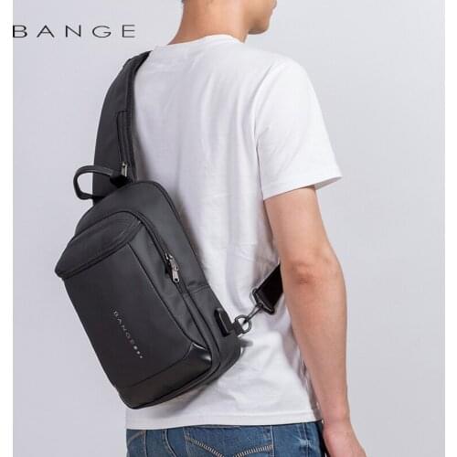 Bange Fashion Multifunction USB Recharge Crossbody Bag for Men Shoulder Messenger Bags Male Waterproof Chest Bag Pack
