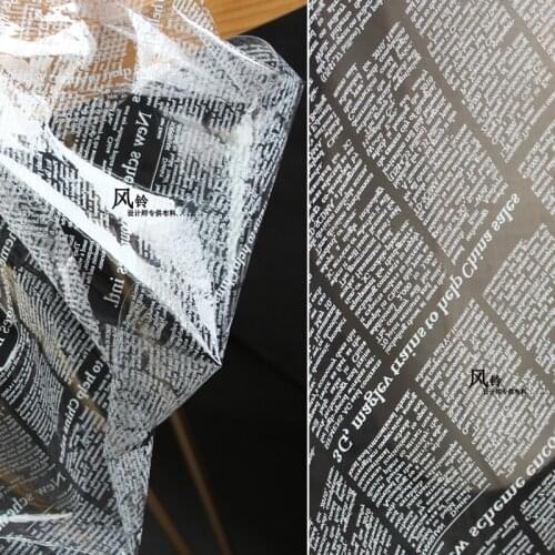 Renaissance Style Transparent TPU Fabric With White English Letter See Though Dress Raincoat Waterproof Bags Designer Fabric