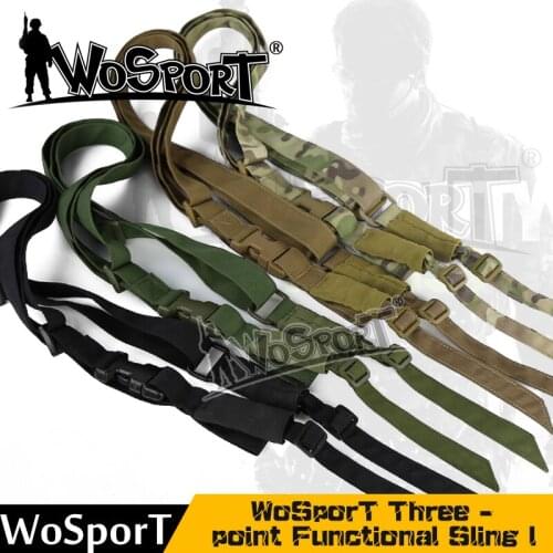 WOSPORT Three Point Rifle Sling Tactical Airsoft Gun Strap Paintball Gun Sling for Hunting Army wargame shooting accessory rope