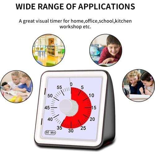 1 Pc 60 Minutes Visual Analog Timer Silent Countdown Clock Time Management Tool For Kids Adults Safe Durable With English Manual