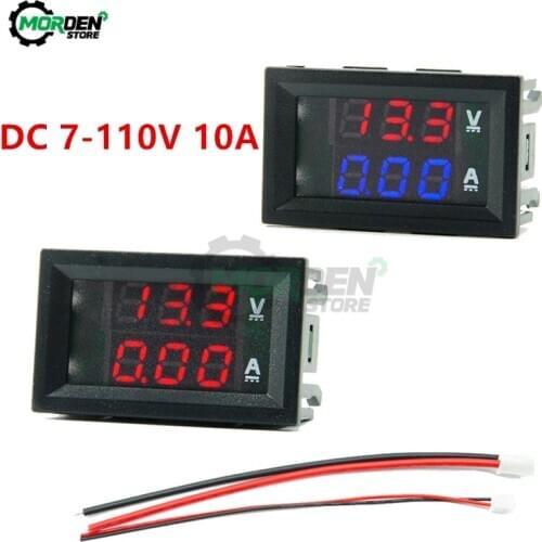 DC 7-110V 10A Voltmeter Ammeter Blue Red Dual Amp Volt Voltage Current Meter Gauge Tester Panel 0.28" Digital LED Display