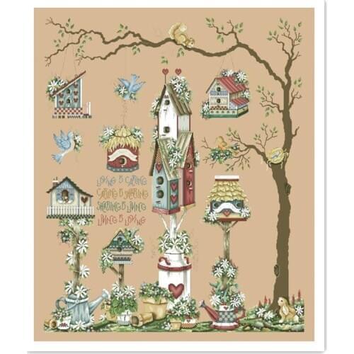 Bird paradise cross stitch package flowers garden 18ct 14ct 11ct flaxen linen cotton thread embroidery DIY handmade needlework