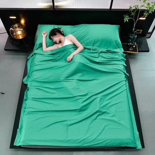 High Grade Satin Cotton Household Travel Antifouling Sleeping Bag, Solid Color Pillow Case, Bed Sheet And Quilt Cover