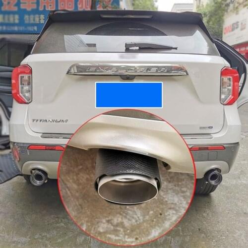 High Grade Carbon Fiber+Stainless Steel Tail Exhaust Pipe Straight Muffler Edge End Tips Fit For Ford Explorer 2020