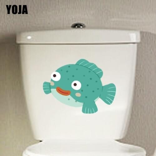 YOJA 21.8*16.3CM Happy Fish Wall Sticker Toilet Decal Children Room Home Decor T3-0908