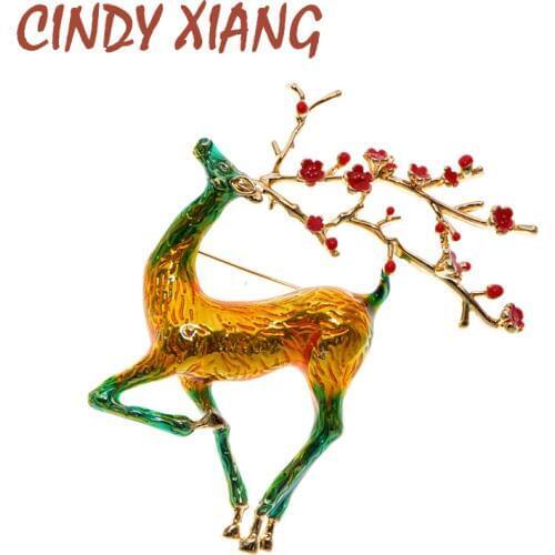 CINDY XIANG Colorful Enamel Large Deer Brooches For Women Christmas Jewelry Fashion Pin Animal Design Beautiful Brooch Good Gift