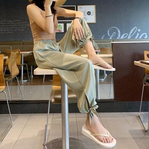 Falling Leggings WomenS Ice Silk Chiffon Bloomers Summer Students High Waist Drape Korean Loose Wide-Leg Pants