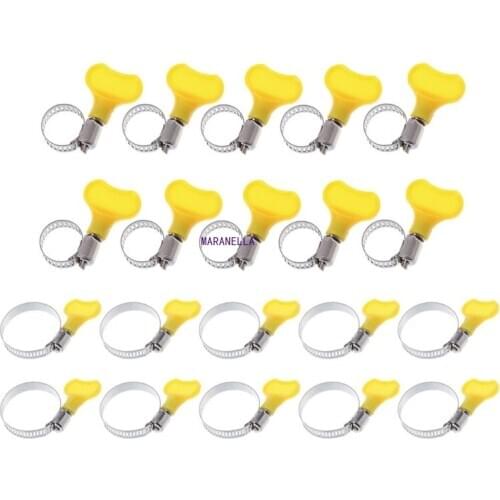 10pcs/lot 10-16mm/18-32mm Type Hose Clamps with handle,304 Stainless steel hose Clamp Hoop Pipe Clips