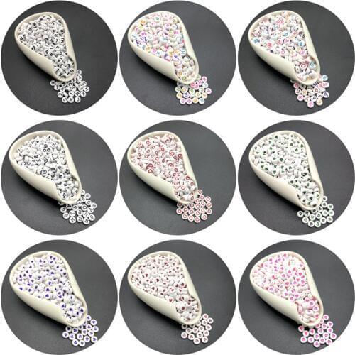 100Pcs 4x7mm Jewelry Love Acrylic Flat Round English Letters Russian Letter Beads For Jewelry Making DIY Bracelet necklace