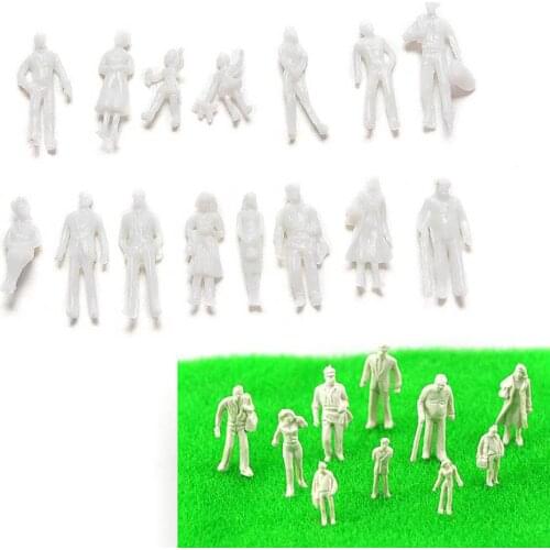 100Pcs 1/25 to 1/200 Scale White Model People Figure Mini Unpainted For Train Passengers DIY Toy