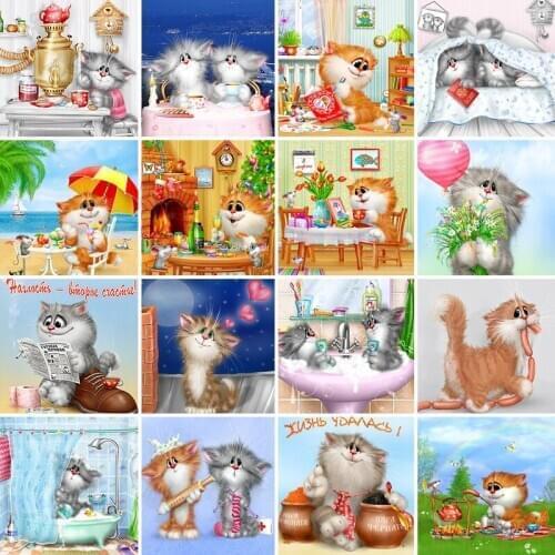 40/50/60/65 diamond painting 5D Full Square Diamond embroidery mosaic Cross Stitch Animal cat DIY home Decoration festival Gift