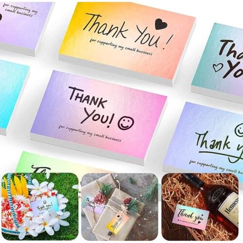 50 Sheets/set 5*9 Cm Laser Thank You Card Greeting Card Thank You for Supporting My Small Business Gift Label