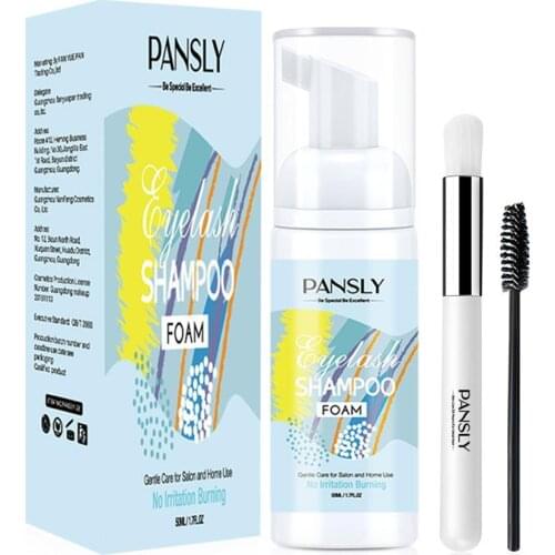50ml Eyelash Extensions Brush Shampoo Kit Eye Lash Lift Cleaning Foam Pump Design Makeup Clean Eyelash Shampoo For Eyelashes