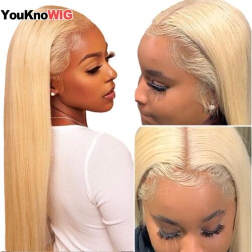 613 Blonde Lace Front Wig Human Hair Wigs For Women Transparent Lace Frontal Wig Blonde Bone Straight Human Hair Wig 180