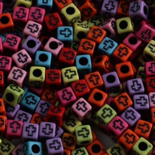 Acrylic Spacer Mixed Cross Letter Beads Square Alphabet Beads For Jewelry Making DIY Bracelet Necklace Handmade Accessories