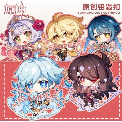 Anime Keychain Genshin Impact Zhongli Venti Diluc Gods Eye Weapon for Women Accessories Cute Bag Pendant Key Ring Kid Gift