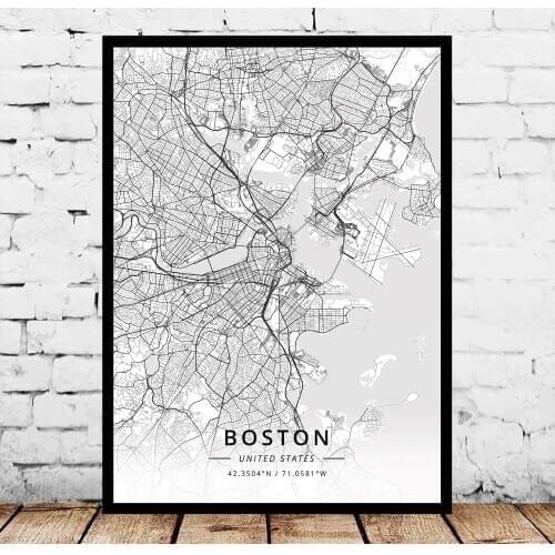 Boston MA Massachusetts USA United States of America Map Poster