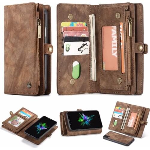 CaseMe for iPhone 11 Pro Max Retro Genuine Leather Case Premium Wallet Magnetic 2 In 1 For Coque for iPhone X Xs Max iPhone XR