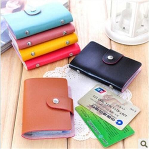 1PC New 24 slots Fashion PU Leather Business Card Holder Organizer Hasp Men Women Bank Credit Card Holder Bag ID Card Wallet