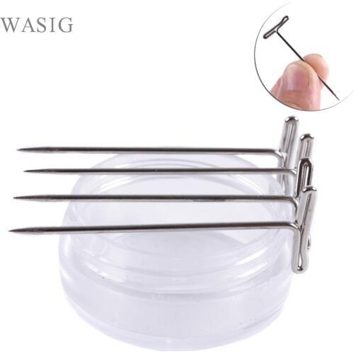 24pcs T-PINS (45mm) For Wig On Foam Head Style T Pin Needle Brazilian Indian Mannequin Head Type Sewing Hair Salon