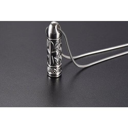 IJD9902 Bullet Design Stainless Steel Urn Necklace Ashes Cremation Memorial Jewelry for Men