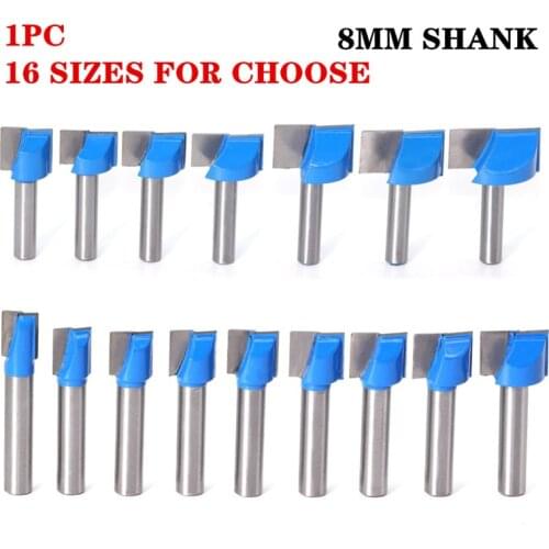1pc 8mm Shank Cleaning Bottom Wood Router Bit 16 Sizes Tungsten Carbide End Mill Woodworking Tools Milling Cutter