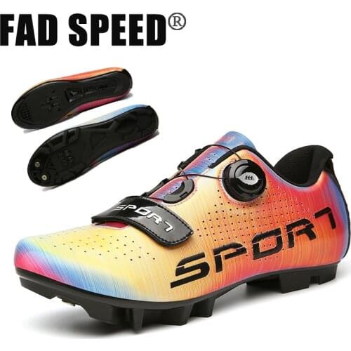 Cycling MTB Shoes Men Colorful Reflective Color Road Dirt Bike Flat Sneaker Racing Women Bicycle Mountain Spd Biking Self-Lock