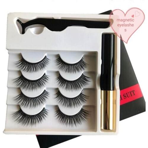 Hot Magnet Eyelash Magnetic Liquid Eyeliner & Magnetic False Eyelashes & Tweezer Set Waterproof Long Lasting Eyelash Extension