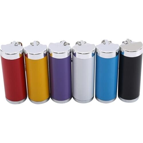 Metal Portable Ashtray Mini Pocket Ashtray Outdoor Cigarettes Ashtray With Lid Keychain Cylinder Champagne Gold keychain