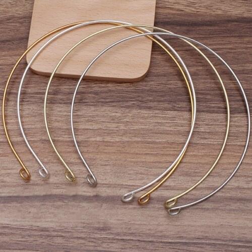 5pc Metal Wire Circle Adjustable Headband Bezel with Clasp Ring for DIY Jewelry Making Metal Choker Collar 150mm Hoop Supplier