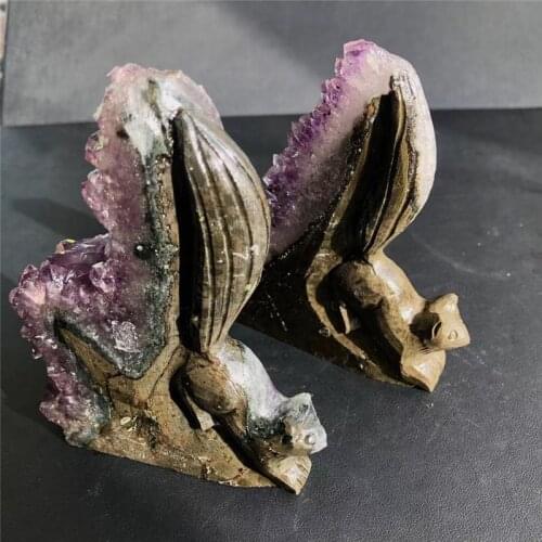 Natural raw gemstone slice amethyst cluster squirrel crystal stones for home decoration