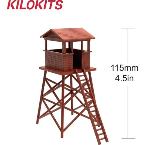 2 Sets 1/72 Plastic WWII Military Watchtower Unpainted Wargame Diorama Toy Hobby DIY Scenery Model Building Accessories Kits