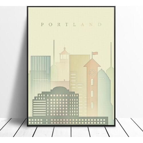 Portland Oregon Skyline Art Canvas Poster Home Decoration Painting No Frame