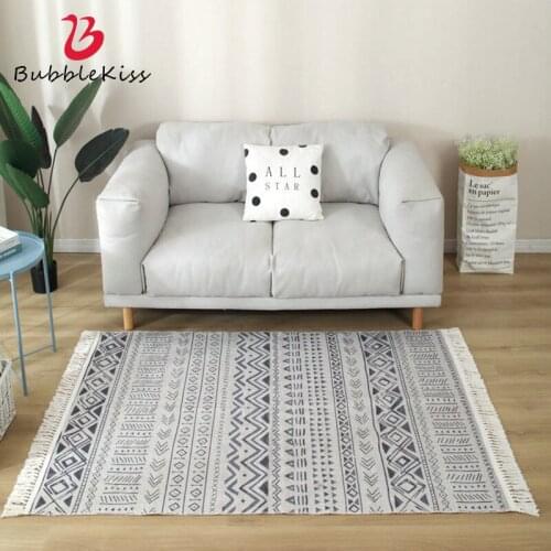 Bubble Kiss Simple Style Carpet Cotton Linen Living Room Carpet Home Manual Weave Door Floor Mat Rugs For Bedroom Decor Area Rug